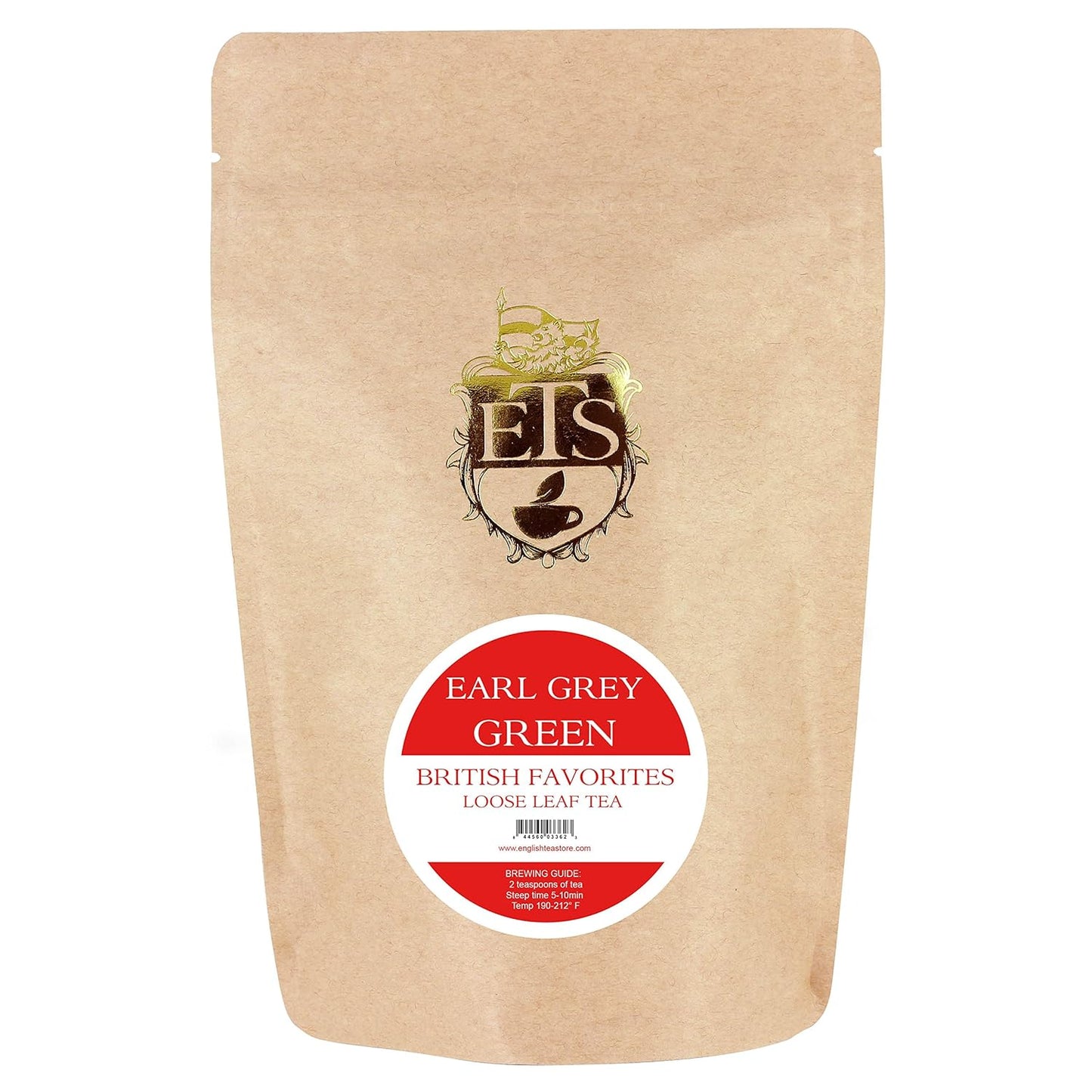 Earl Grey Loose Leaf Green Tea Pouches - 4oz | Natural Bergamot Flavor | Ceylon Gunpowder Tea Blend | Aromatic & Smooth | Hot or Iced Tea Brewing | Caffeine Moderate