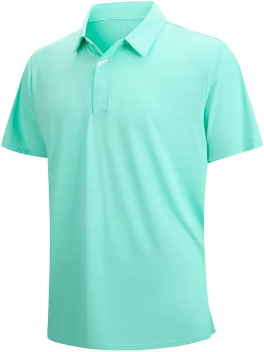 SAMERM Golf Shirts for Men Super Stretch Jacquard Dry Fit Golf Polo Moisture Wicking Short Sleeve Polo Shirts for Men