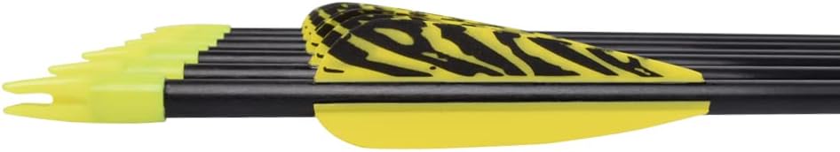 6875 Fiberglass Arrows Archery 24/26/28/30Inch Target Shooting Safetyglass Recurve Bows Suitable for Youth Children Woman Beginner (tigerspot Yellow Vanes)