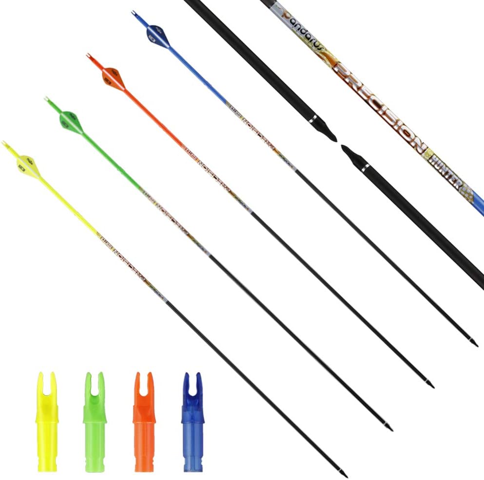 30/32" Inch ST0.006 Hunting Arrows for Compound & Recurve Bow,100% Carbon Archery Target Arrows with Removable Tips for Accurate Hunters & Bowhunters (Pack of 12)