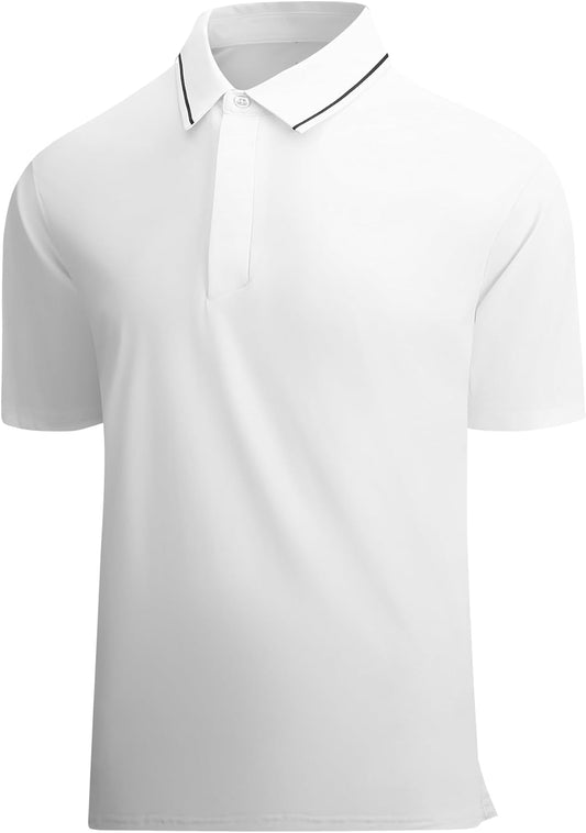 SAMERM Golf Shirts for Men Super Stretch Jacquard Dry Fit Golf Polo Moisture Wicking Short Sleeve Polo Shirts for Men