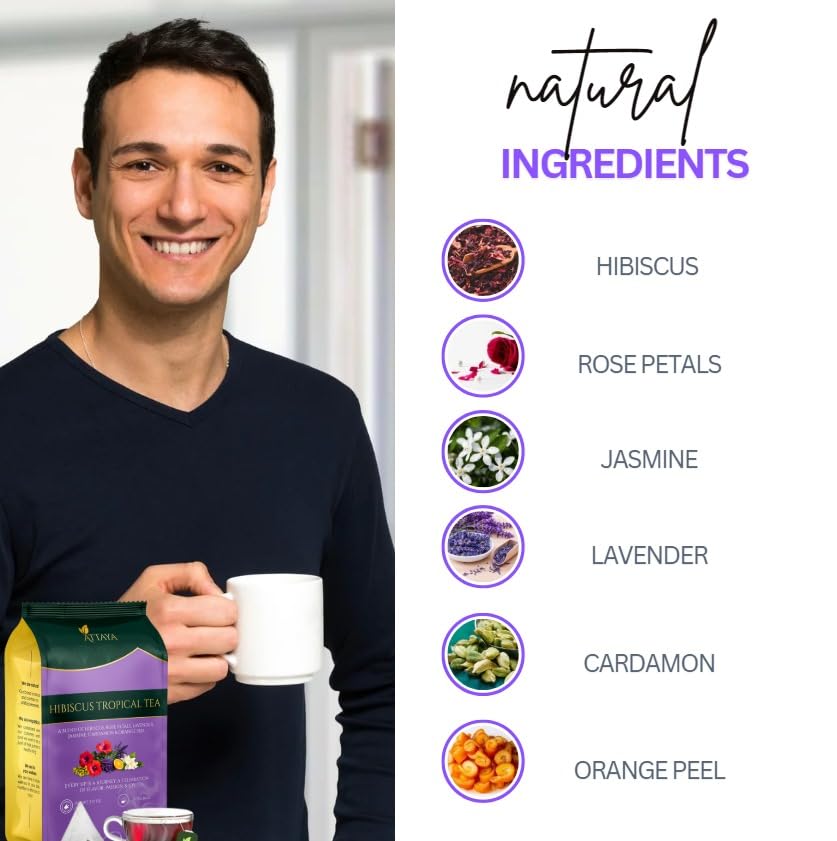 Attaya Hibiscus Tropical Herbal Tea Bags | Lowers Blood Pressure & Supports Heart Health | PCOS | Liver Health | Cholesterol | Antioxidants & Vitamin C | Caffeine Free | non-GMO | 100 Pyramid Tea Bags