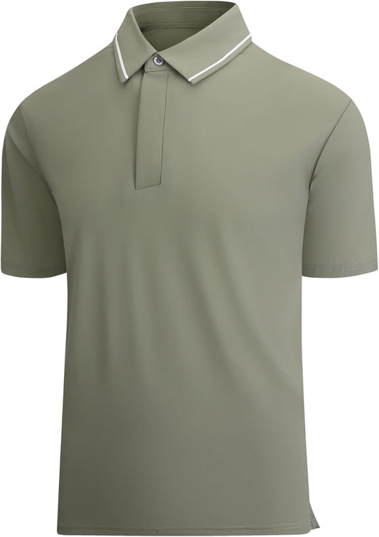SAMERM Golf Shirts for Men Super Stretch Jacquard Dry Fit Golf Polo Moisture Wicking Short Sleeve Polo Shirts for Men