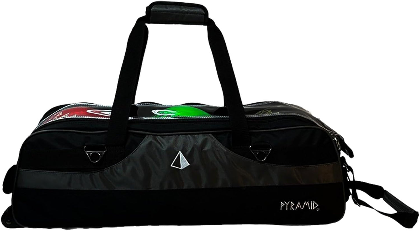 Pyramid Path Slim Triple Tote Roller Bowling Bag (No Shoe Pocket) With Large Side Accessory Pockets - Lightweight and Designed for Travel
