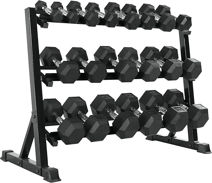 Ritafer 350-550 lbs Hex Weight Dumbbell Set with Rack 5-50 lbs Hand Weights for Strength Training for Home Gyms Rubber Iron Coated Dumbbells Exercise & Fitness Equipment to Training Strength Muscle