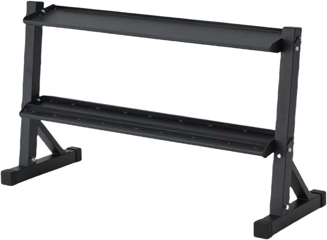 2-Tier 48" Dumbbell and Kettlebell Rack for Home Gym, 1000LBS Weights Storage for Free Weights, Dumbbells, Kettlebells and Medicine Ball