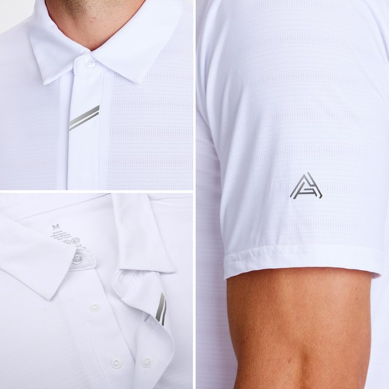 SAMERM Golf Shirts for Men Super Stretch Jacquard Dry Fit Golf Polo Moisture Wicking Short Sleeve Polo Shirts for Men