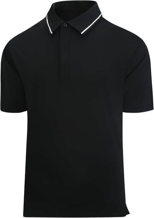 SAMERM Golf Shirts for Men Super Stretch Jacquard Dry Fit Golf Polo Moisture Wicking Short Sleeve Polo Shirts for Men