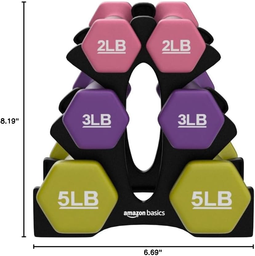 Amazon Basics Neoprene Dumbbell Hand Weights for Exercise and Muscle Toning
