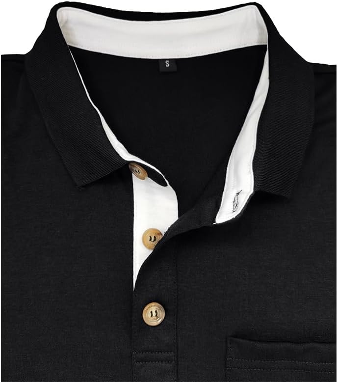 SEGANUP Men's Fashion Polo Shirts Short Sleeve Casual Cotton Golf Shirts Moisture Wicking Polo Shirt with Pocket