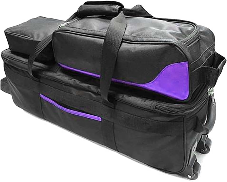Pyramid Path Triple Tote Roller Plus Bowling Bag with Detachable Shoe Bag (Fits US Mens Size 15), Accessory and Side Pocket, Lightweight Travel Design