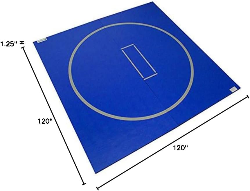 Dollamur 10’x10’x1.25” Wrestling Mat, Black, Home Workouts, Exercise, with Circles, FLEXI-Connect®