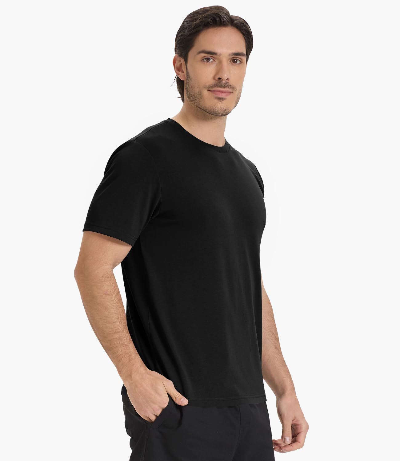 BAMBOO COOL Men's Crewneck T-Shirts Short Sleeve Heavy Weight Tees Athletic Casual Basic T Shirt