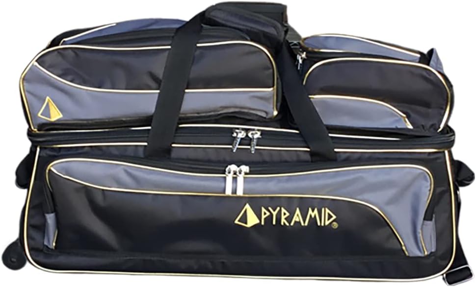 Pyramid Path Triple Tote Roller Plus Bowling Bag with Detachable Shoe Bag (Fits US Mens Size 15), Accessory and Side Pocket, Lightweight Travel Design