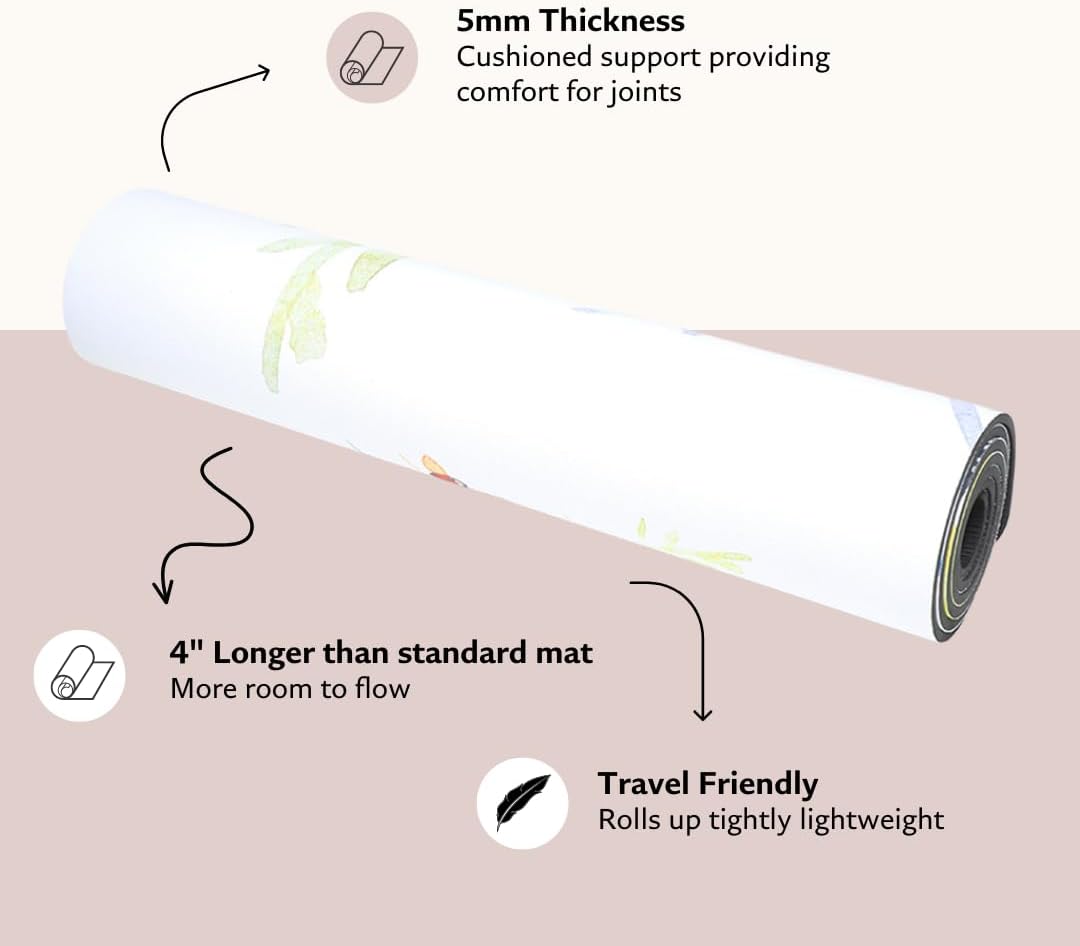 TPE Yoga Mat - Artist Designed, Premium eco friendly mats, Non Slip, Non toxic, Great For Regular & Hot Yoga, Pilates and Workouts (72 inch x 24 inch x 6mm thick)