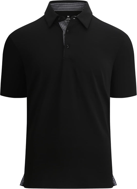 Alex Vando Mens Golf Shirt Moisture Wicking Quick-Dry Solid Short Sleeve Polo Shirts for Men