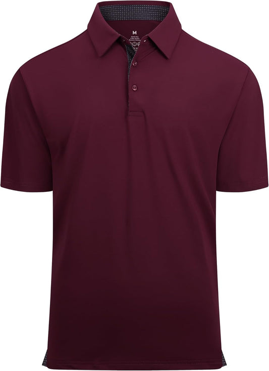 Alex Vando Mens Golf Shirt Moisture Wicking Quick-Dry Solid Short Sleeve Polo Shirts for Men