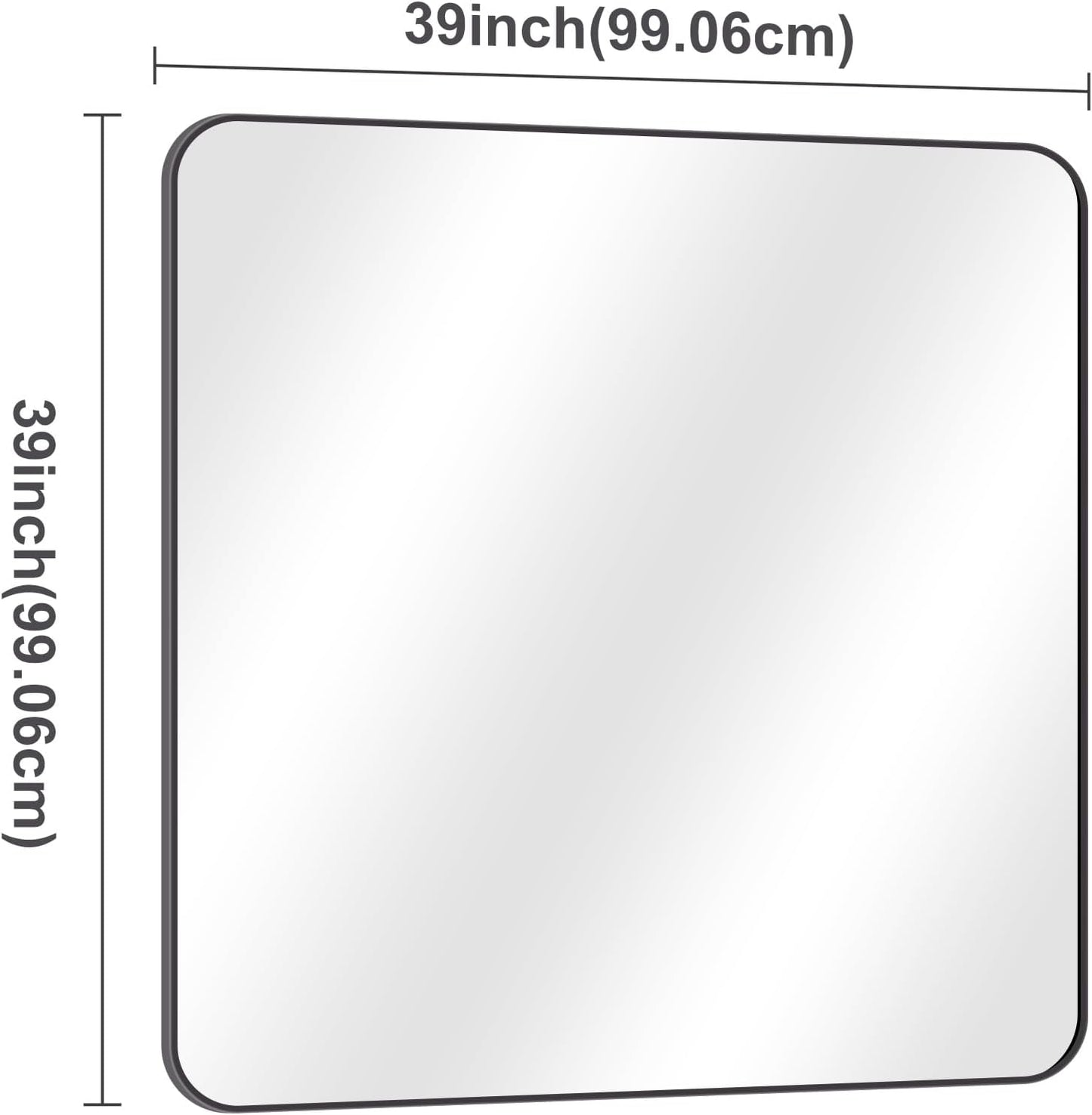 39" x 39"Bathroom Mirror, Matte Black Wall Mirror with Metal Frame, Decorative Rectangular Vanity Mirror for Bedroom Bathroom Living Room Entryway (Horizontal/Vertical)