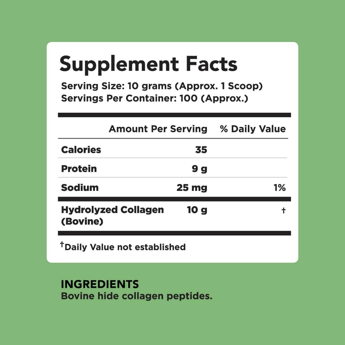 AMANDEAN Collagen Peptides Powder 1kg. Grass-Fed, Enzymatically Hydrolyzed, Type 1 & 3. Agglomerated, Easy to Mix, Unflavored, Non-GMO. Protein with 18 Amino Acids for Healthy Skin, Hair, Nails.