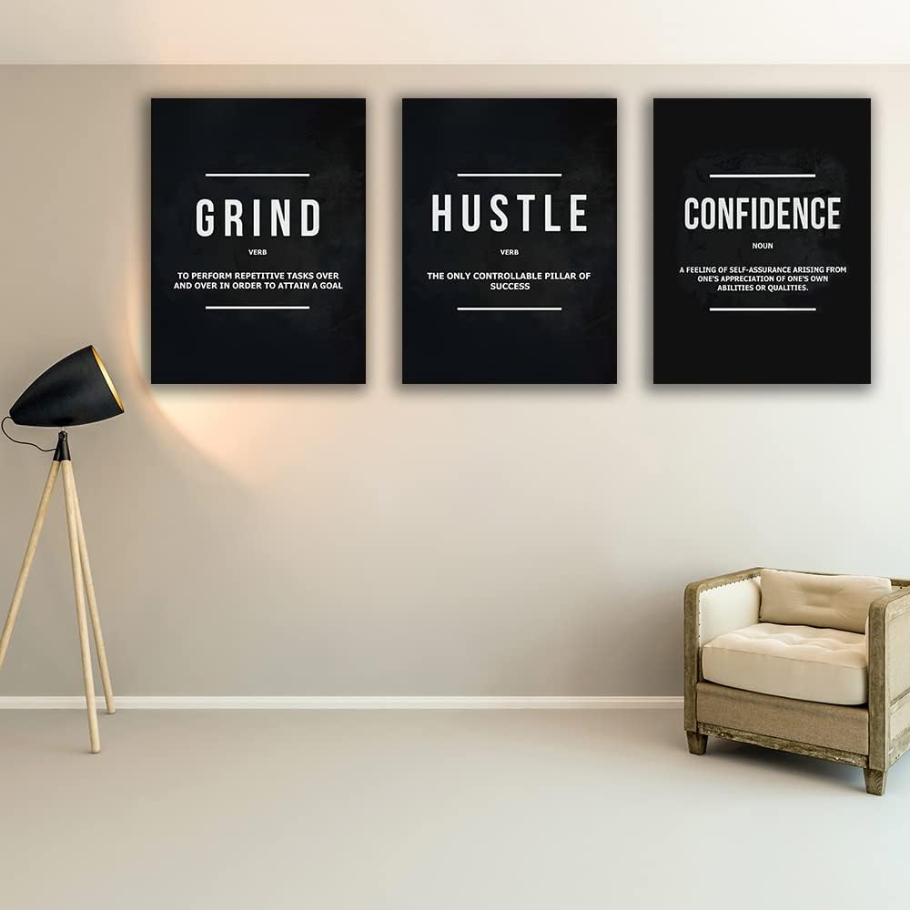 Yetaryy Motivational Poster Inspirational Wall Art 3 Pieces Canvas Painting Lion Artwork for Living Room Office Modern Home Decor Prints Pictures Wall Decor Framed Ready to Hang [48''Wx 24''H]