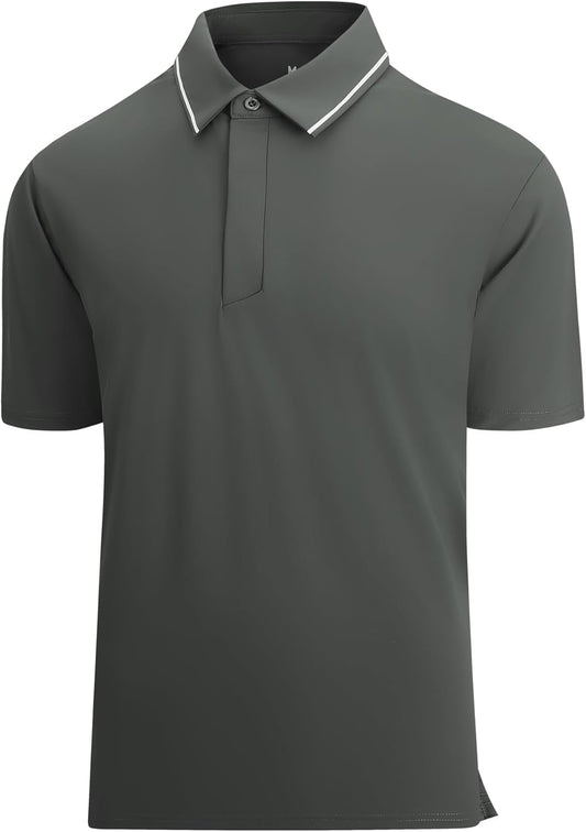SAMERM Golf Shirts for Men Super Stretch Jacquard Dry Fit Golf Polo Moisture Wicking Short Sleeve Polo Shirts for Men