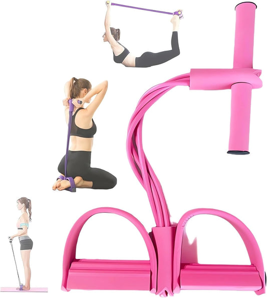 21 Fitness Resistance Bands-4 Tube Pedal Ankle Puller - 2023 New Sit up Leg Stretch Rope Exercise Bands with Handles, Stretching Workout Fitness Bands for Arm Weights Exercise Equipment