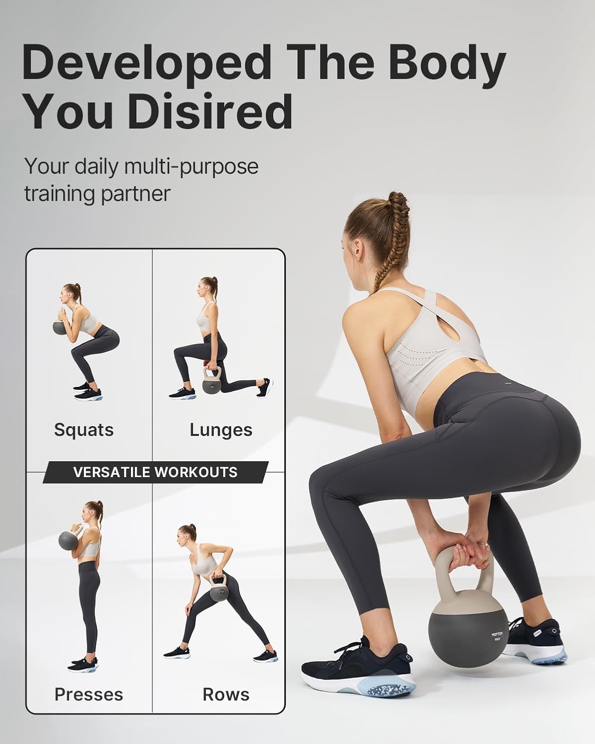 YOTTOY Soft Kettlebell, Set for Strength Training Kettlebells & Home Workouts, Soft-Sided Cushioned Base, Wide-Handle - Ideal for Men, Women, & Beginners