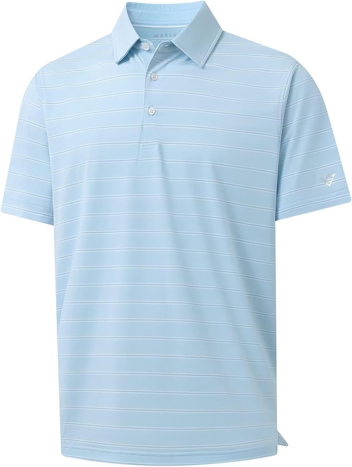 M MAELREG Golf Shirts for Men Moisture Wicking Striped Polo Performance Dry Fit Business Sports Mens Polo Shirts Short Sleeve