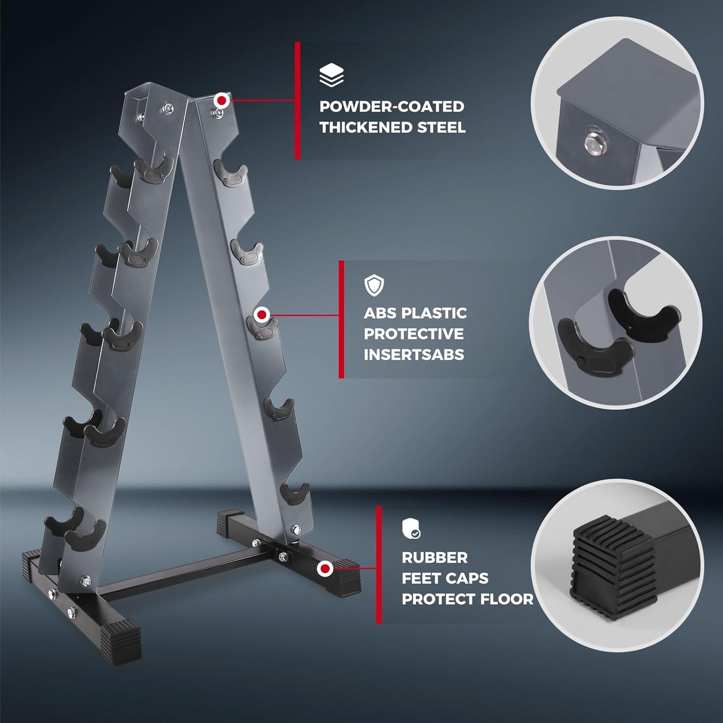 RitFit 250LB/300LB Rubber Hex Dumbbell Sets with Weights Rack, Multiple Color Choices Available, Great Gym Equipment for Home, Strength Training, Workouts