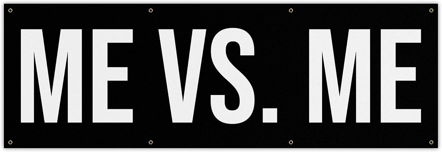 Damdekoli Me Vs Me Banner - Motivational Home Gym Decor - Large Quote Wall Art - Weightlifting - Inspirational (84 x 28 Inches)