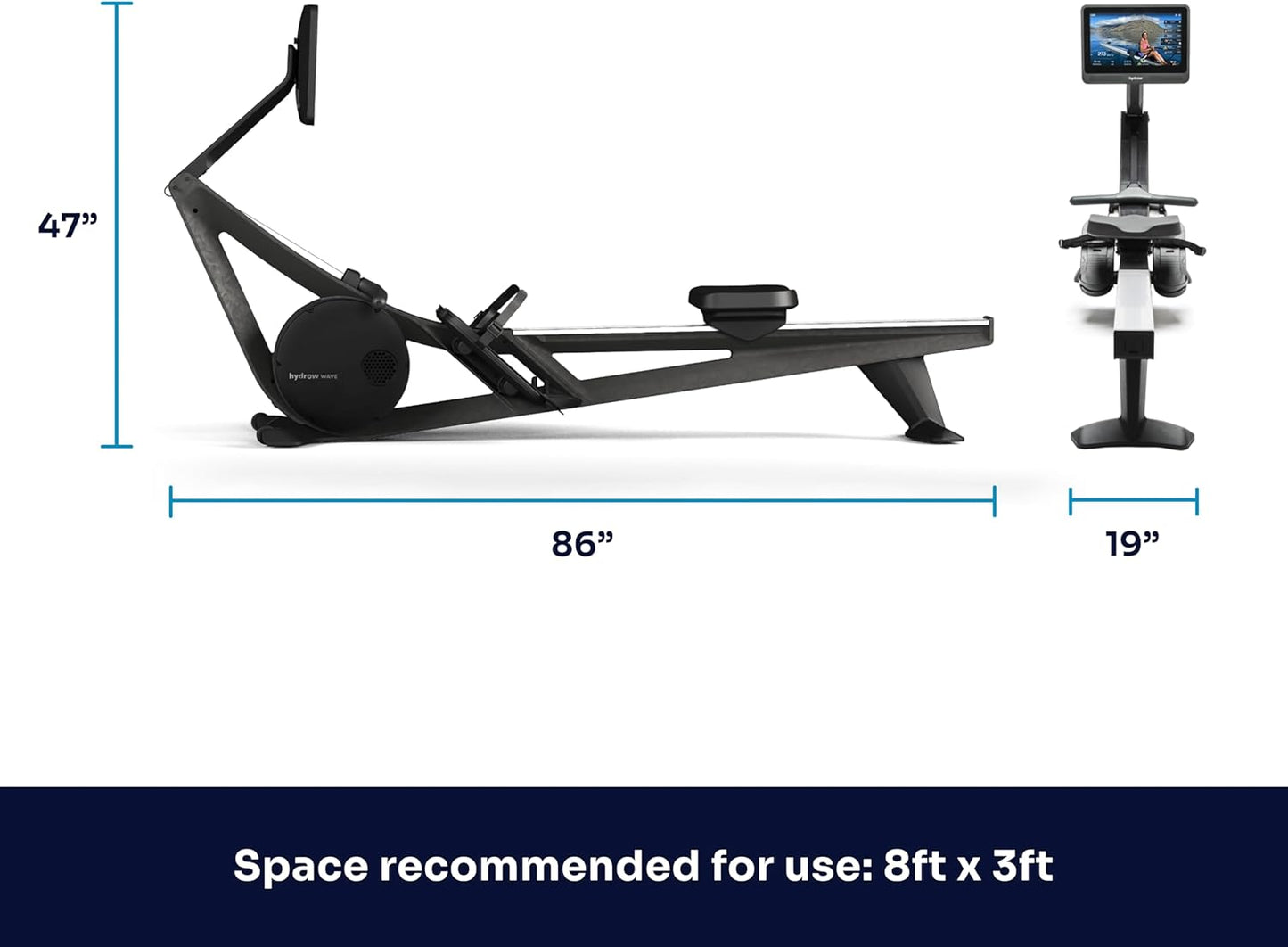 Hydrow Wave Rowing Machine with 16" HD Touchscreen & Speakers - Foldable | Live Home Workouts, Subscription Required