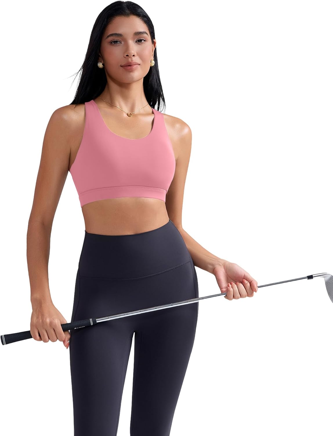 RUNNING GIRL Sports Bra for Women, Criss-Cross Back Padded Strappy Sports Bras Medium Support Yoga Bra with Removable Cups