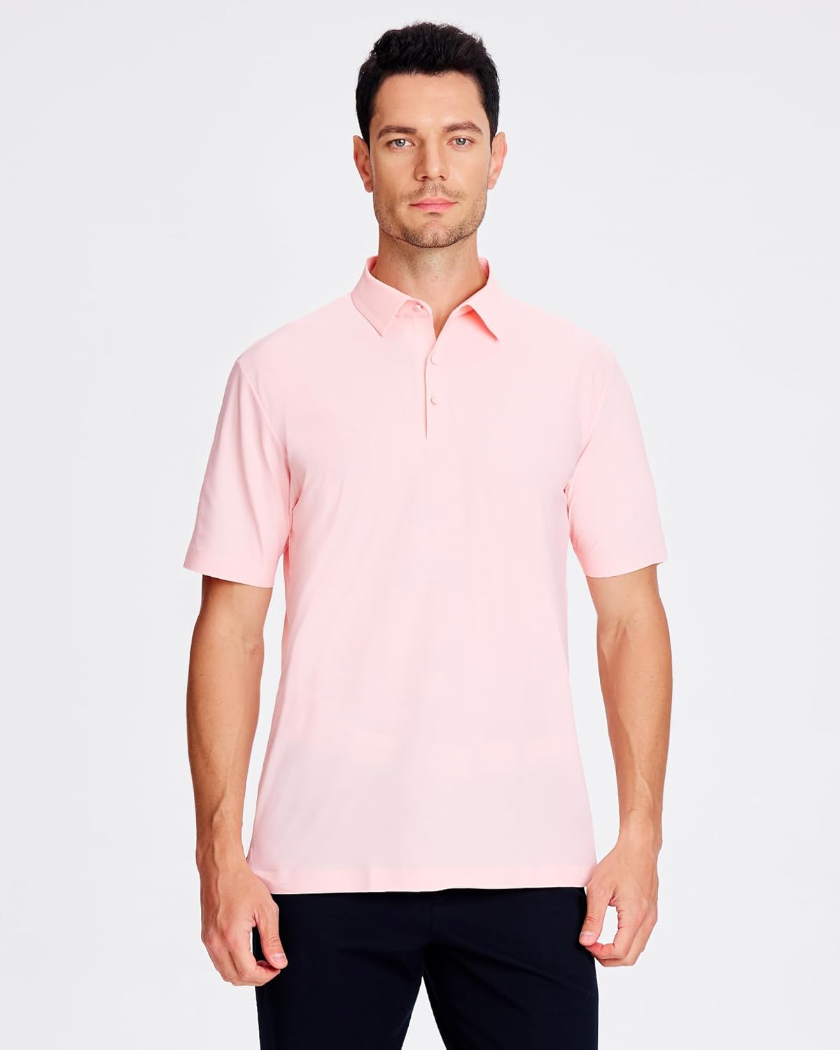 SAMERM Golf Shirts for Men Super Stretch Jacquard Dry Fit Golf Polo Moisture Wicking Short Sleeve Polo Shirts for Men