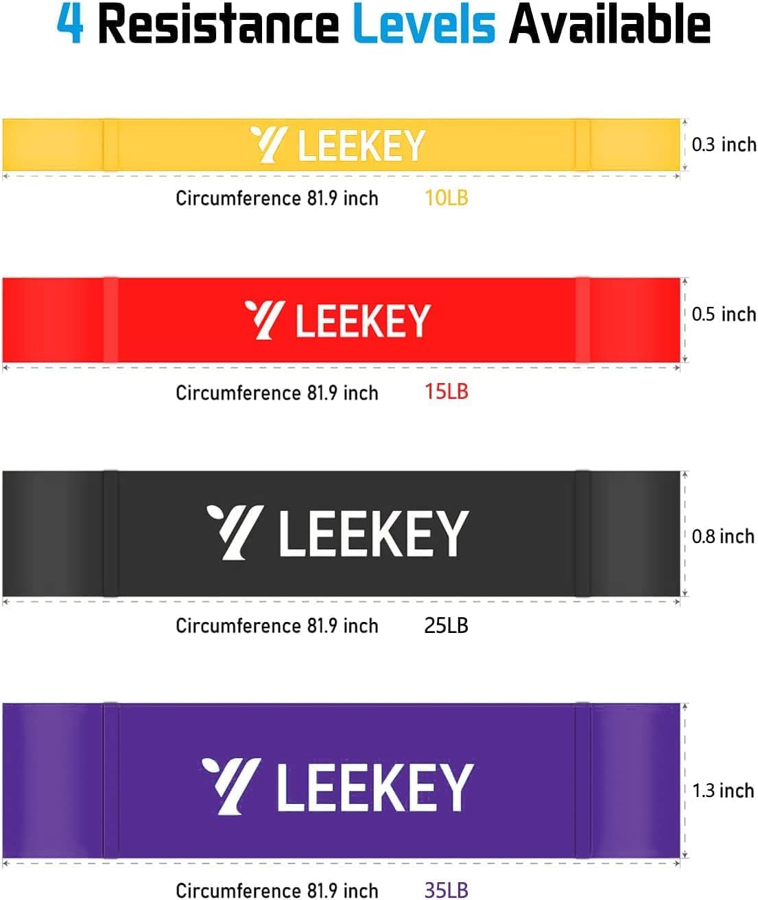 LEEKEY Resistance Bands Set for Pull-Up Assistance & Full-Body Training, Multi-Level Exercise Bands with Bag for Home Workouts, Physical Therapy, Strength Training (Men/Women)