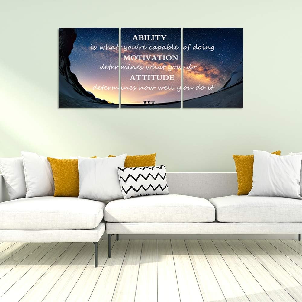 3 Panels Successful Inspirational Posters Quotes Wall Art Ability Modern Motivational Painting Picture Prints on Canvas Artwork Motto for Office Bedroom Decor Living Room Home Decor (72”Wx36”H)