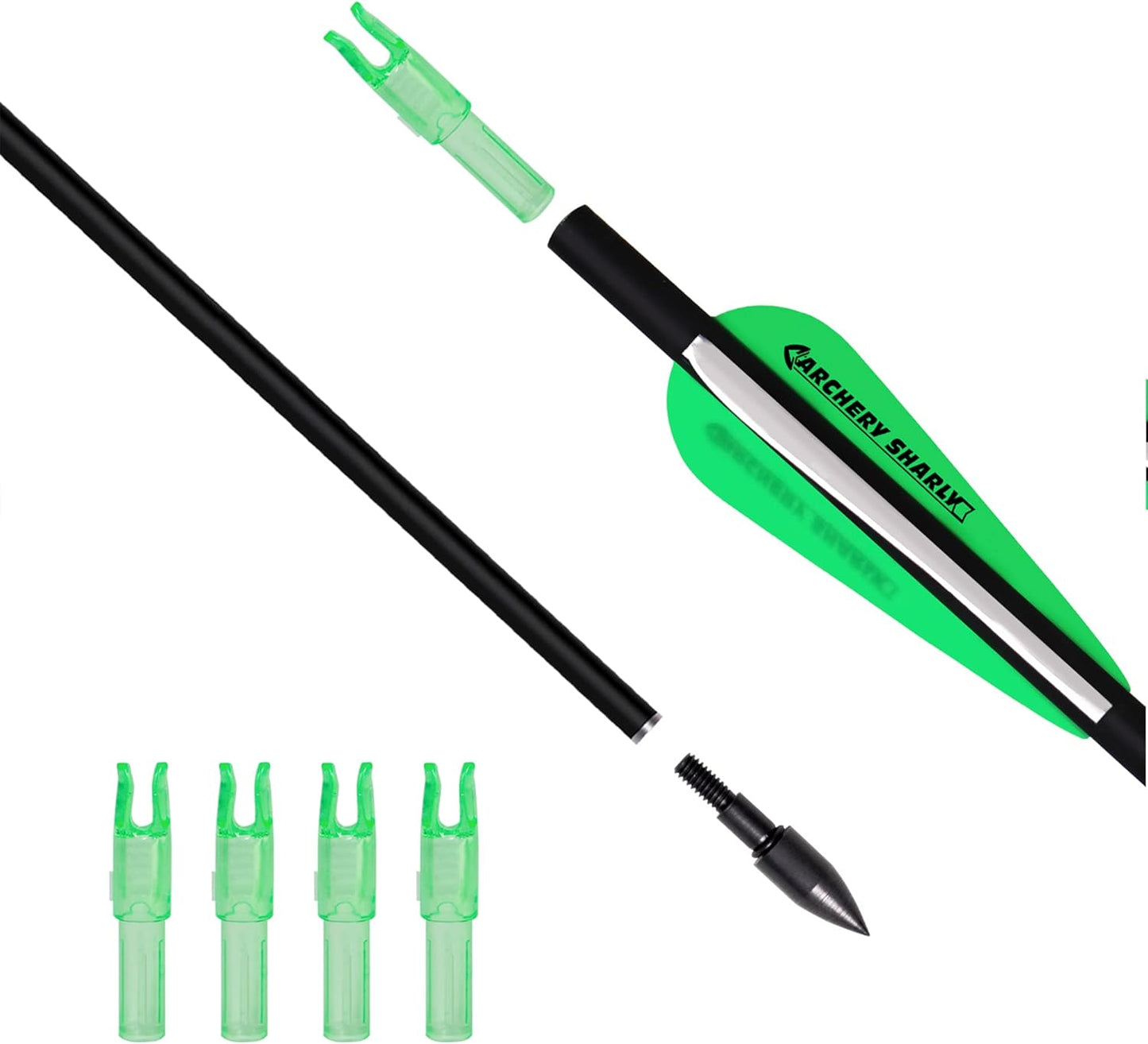 30Inch Carbon Hunting Arrow Targeting Practice Arrows with Removable Tips and Adjustable Nocks for Compound & Recurve Bow (Pack of 12)