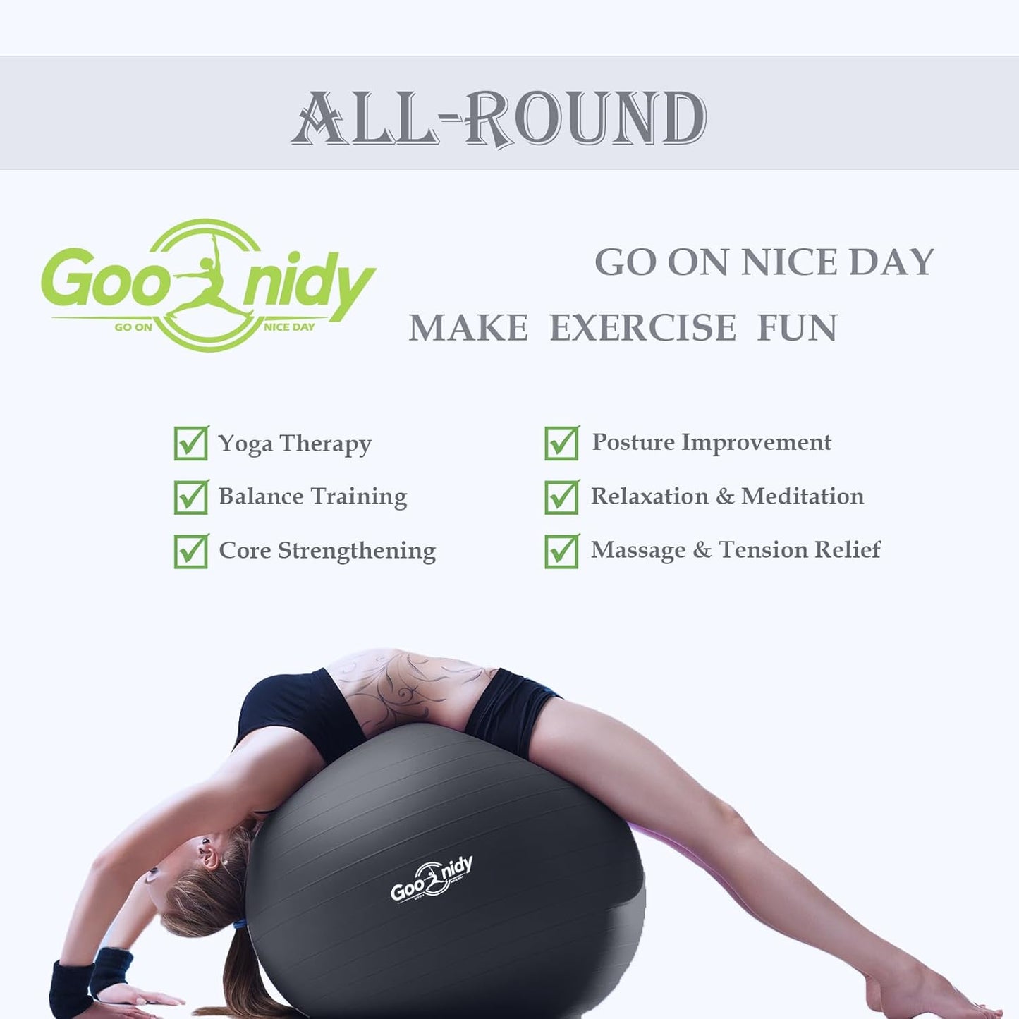 Soft Exercise ball, Anti-Burst Yoga Ball Chair Supports 2200lbs, Workout Equipment w/ Pump for Women Pregnancy, Medicine, Birthing, Physical Therapy, Stability, Excersing, Birth, Swiss, Fitness, Gym