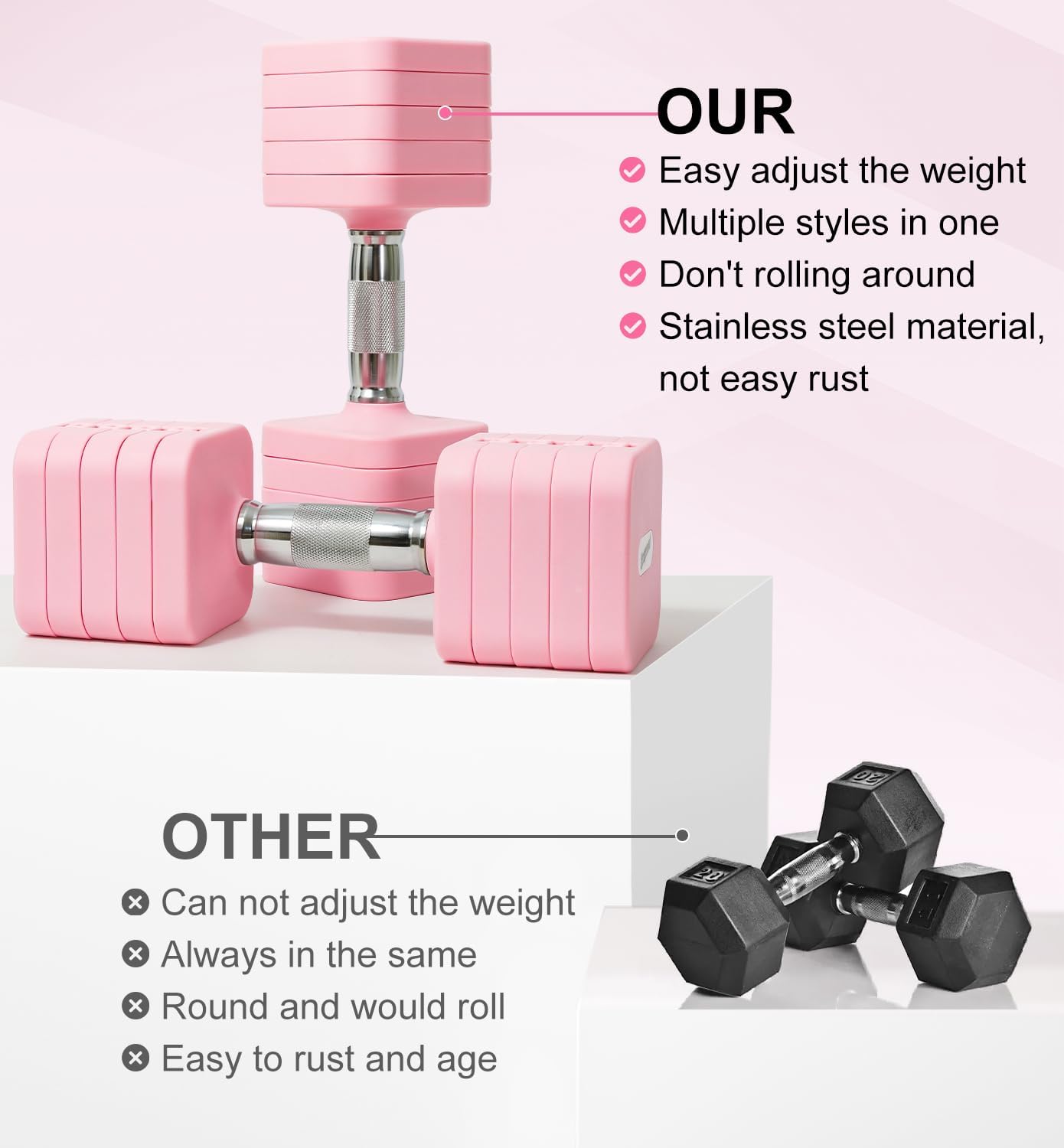 15LB 20LB 50LB Adjustable Dumbbell Set Free Weights Dumbbells Set for Women Men Hand Weights Sets Adjust Dumbbell Weight Sets for Home Gym Exercise Workout Strength Training Equipments