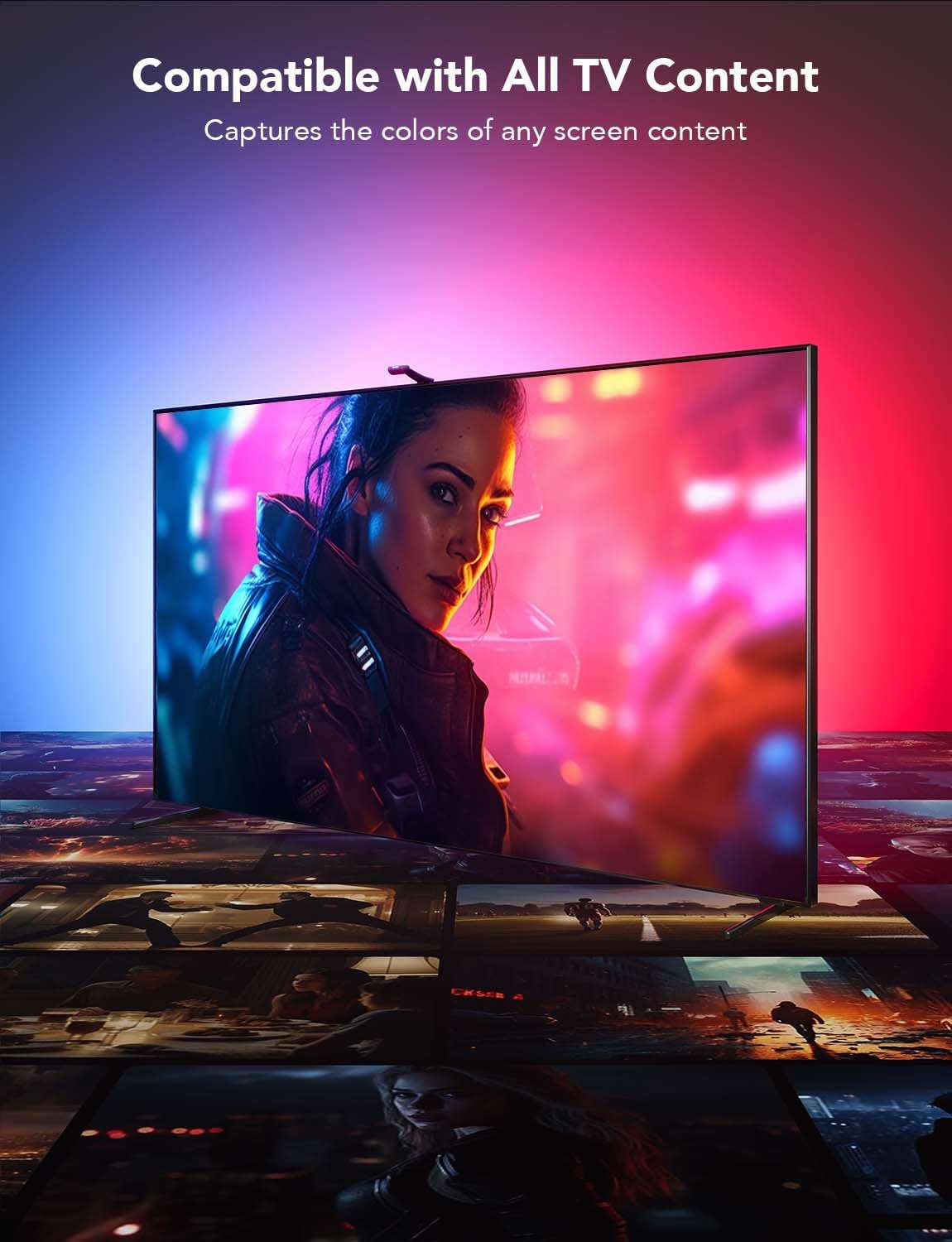 Govee Envisual TV LED Backlight T2 with Dual Cameras, 21ft RGBIC Wi-Fi LED Strip Lights for 98-100 inch TVs, Double Strip Light Beads, for Home Decorations, Smart App Control, Music Sync