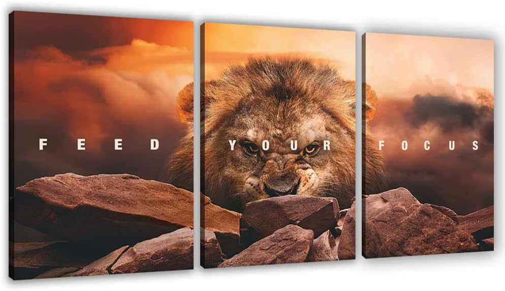 Motivational Wall Art Inspirational Wall Art 3 Pieces Canvas Poster Wall Painting Lion Artwork for Living Room Bedroom Home Decor Prints Pictures Office Wall Decor Framed Ready to Hang 36''Wx 16''H