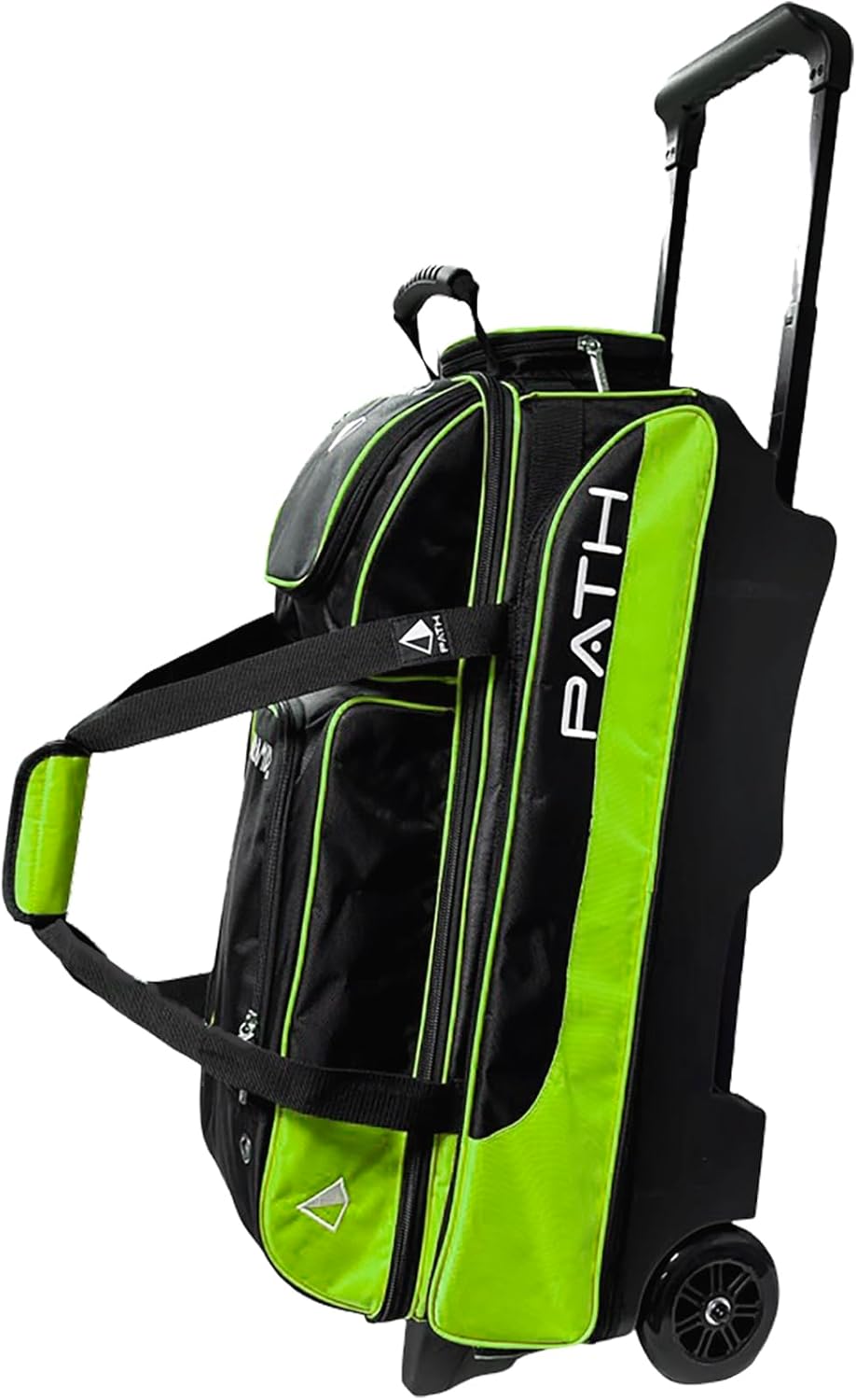 Pyramid Path Triple Premium Deluxe Roller Bowling Bag With Extra Large Separate Shoe Compartment (Up To US Mens Size 16) and 5 Accessory Pockets, 5" Wheels, Retractable Locking Handle - Extends to 42"