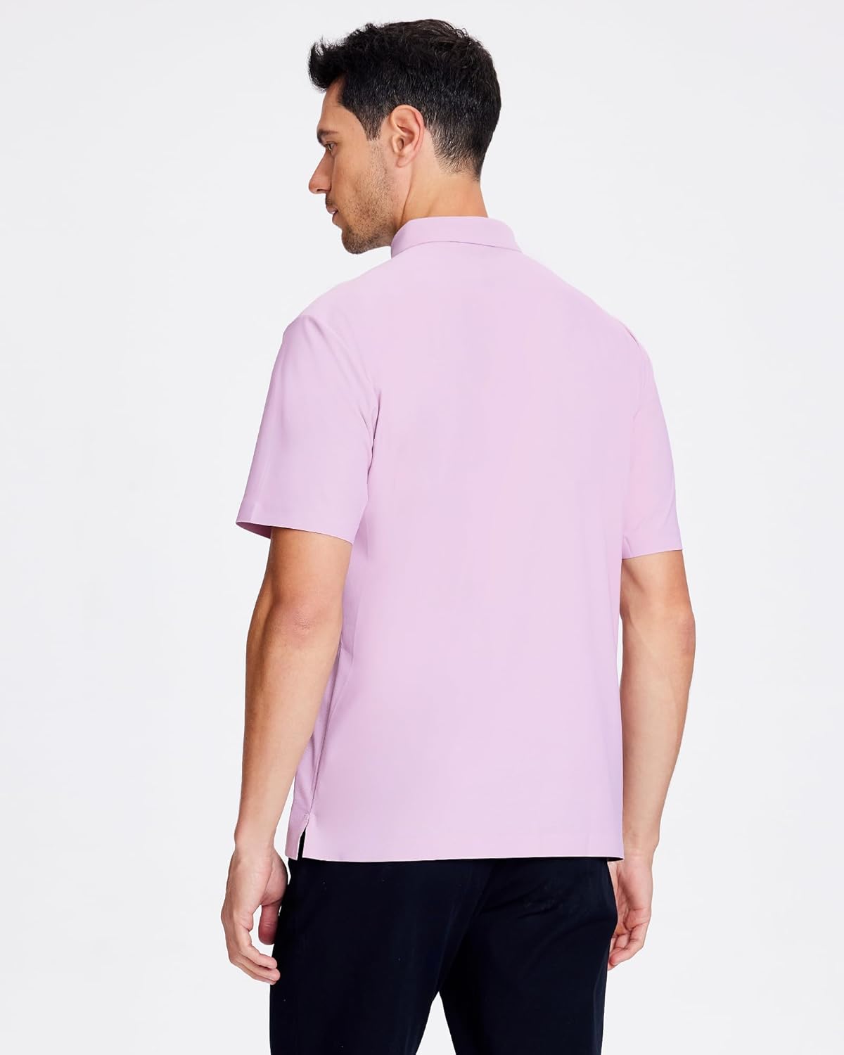 SAMERM Golf Shirts for Men Super Stretch Jacquard Dry Fit Golf Polo Moisture Wicking Short Sleeve Polo Shirts for Men