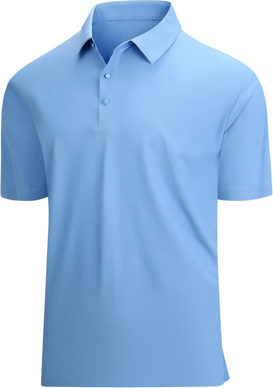 SAMERM Golf Shirts for Men Super Stretch Jacquard Dry Fit Golf Polo Moisture Wicking Short Sleeve Polo Shirts for Men