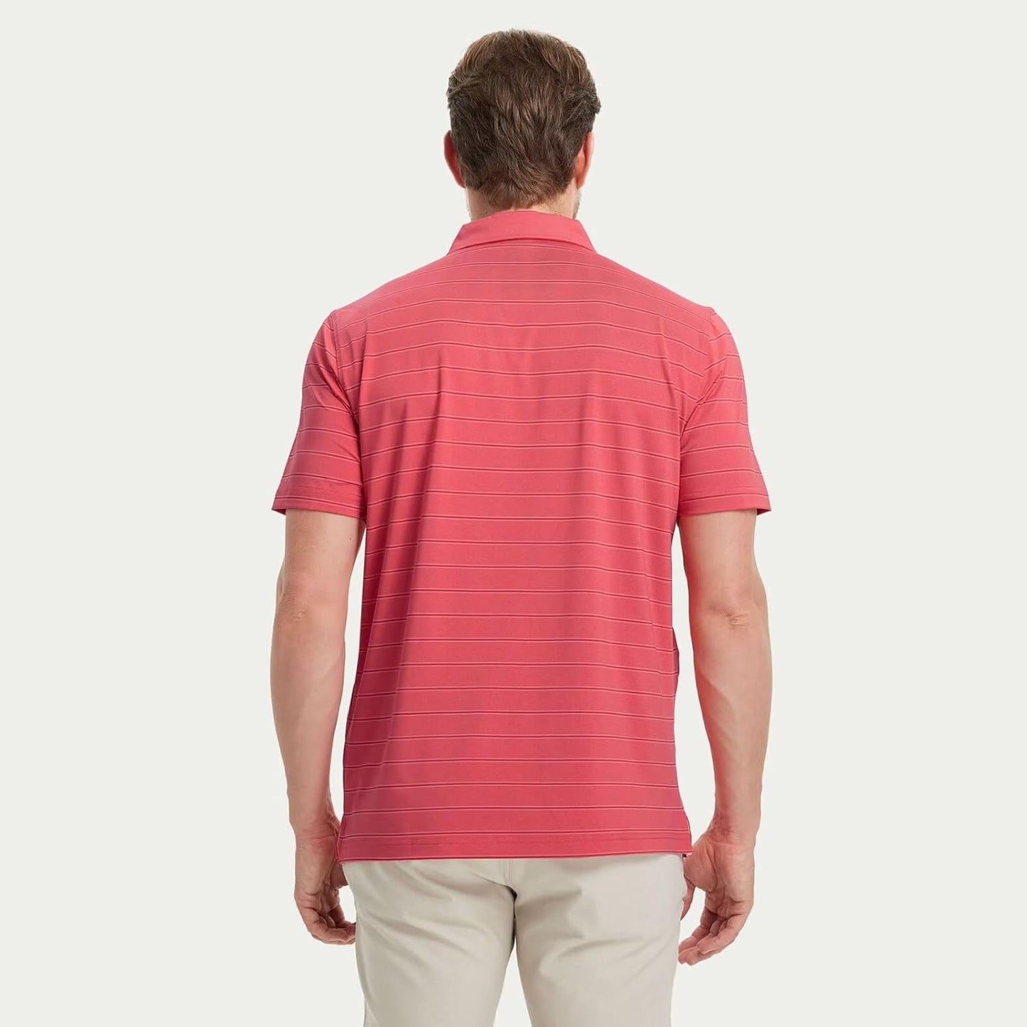 M MAELREG Golf Shirts for Men Moisture Wicking Striped Polo Performance Dry Fit Business Sports Mens Polo Shirts Short Sleeve