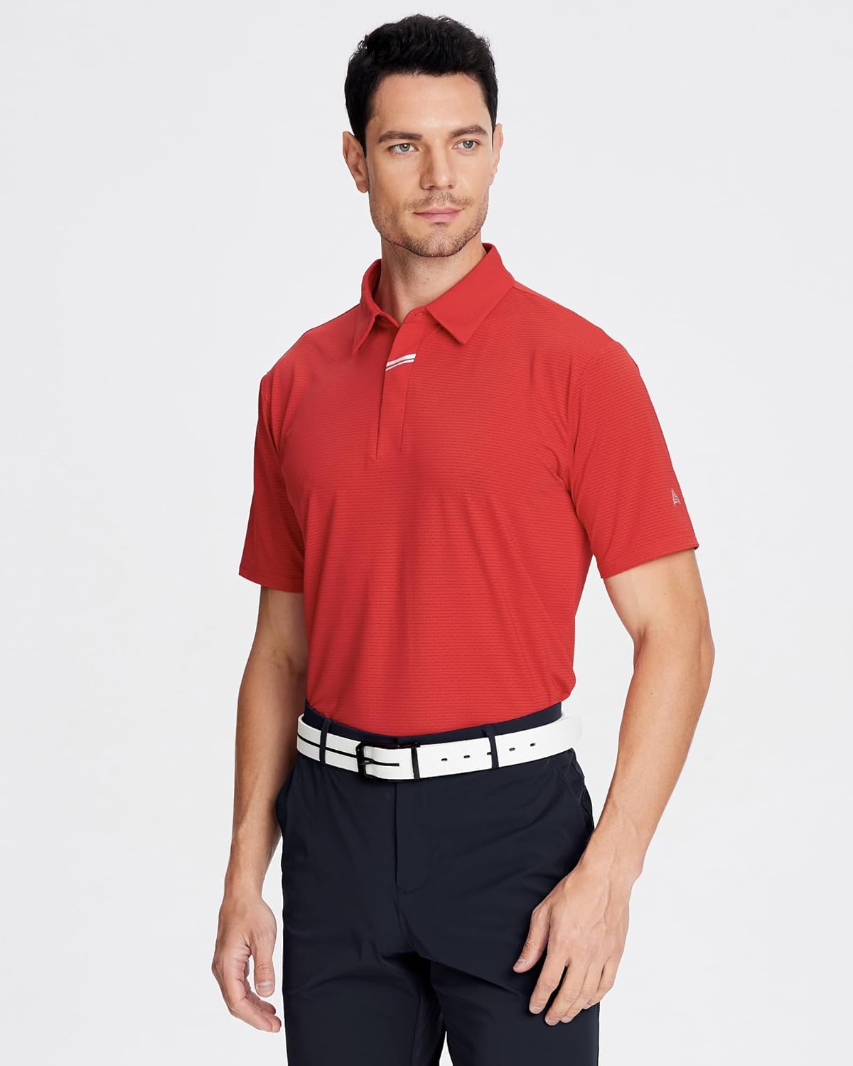 SAMERM Golf Shirts for Men Super Stretch Jacquard Dry Fit Golf Polo Moisture Wicking Short Sleeve Polo Shirts for Men