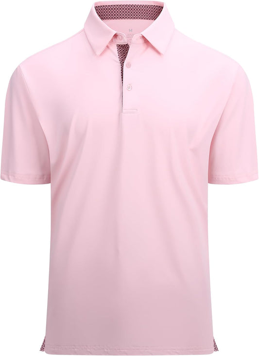 Alex Vando Mens Golf Shirt Moisture Wicking Quick-Dry Solid Short Sleeve Polo Shirts for Men