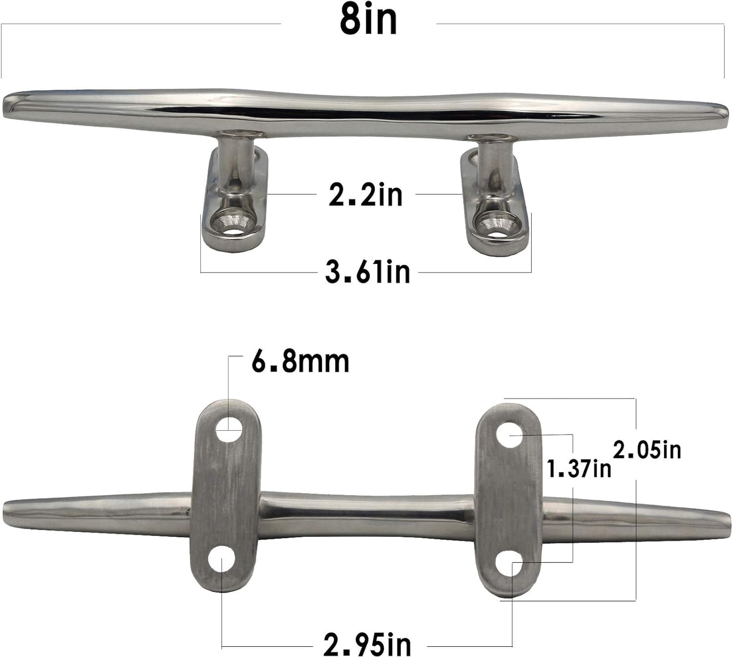 8/10/12/15 inch Dock Cleats - 316 Stainless Steel Boat Cleats Boat Dock Cleats,Open Base Dock Cleat with Fasteners,Marine Cleat Rope Cleat Boat Cleat for Boat/Deck/Nautical Decor(1,2,4,6 Pack)
