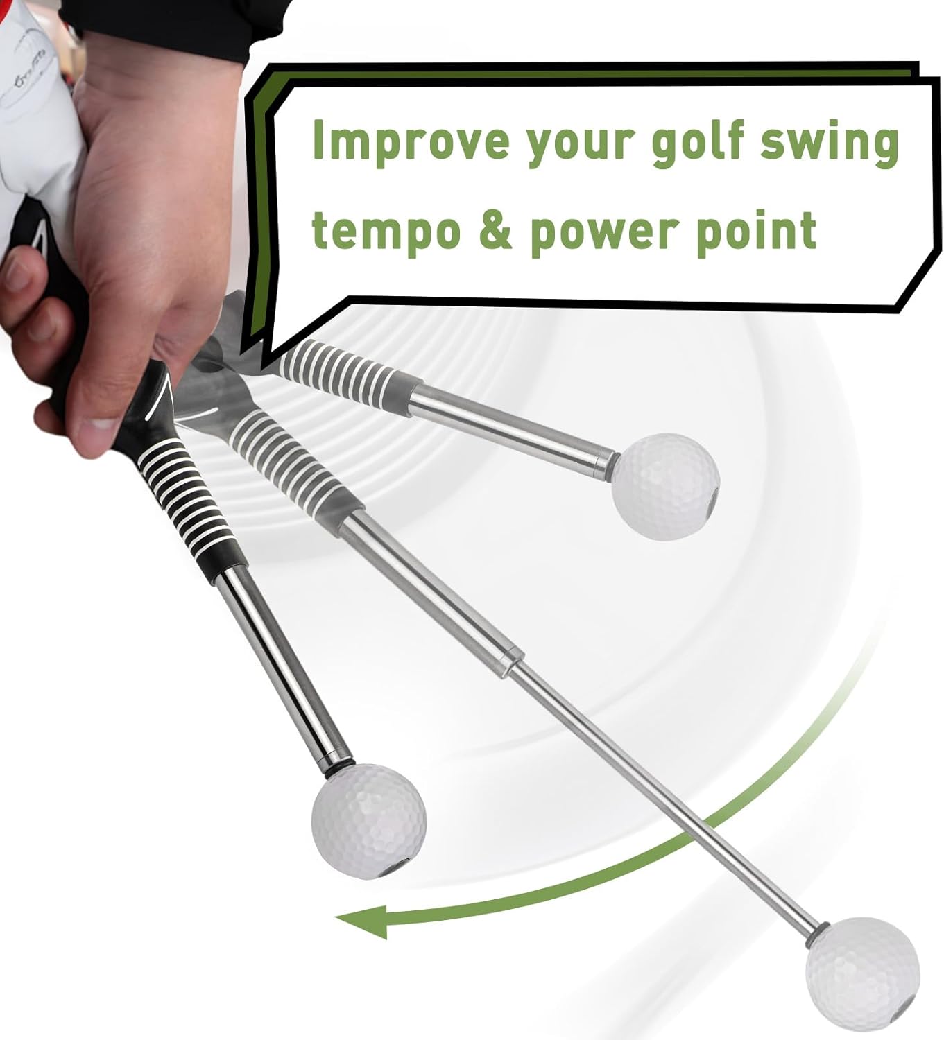 Retractable Golf Swing Training Aid, Golf Grip Trainer & Golf Swing Trainer for Warm-up, Right-Handed Golf Club for Indoor Practice, Golf Accessories - Strength & Tempo Training for Chipping Hitting