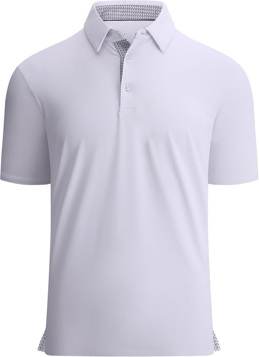 Alex Vando Mens Golf Shirt Moisture Wicking Quick-Dry Solid Short Sleeve Polo Shirts for Men