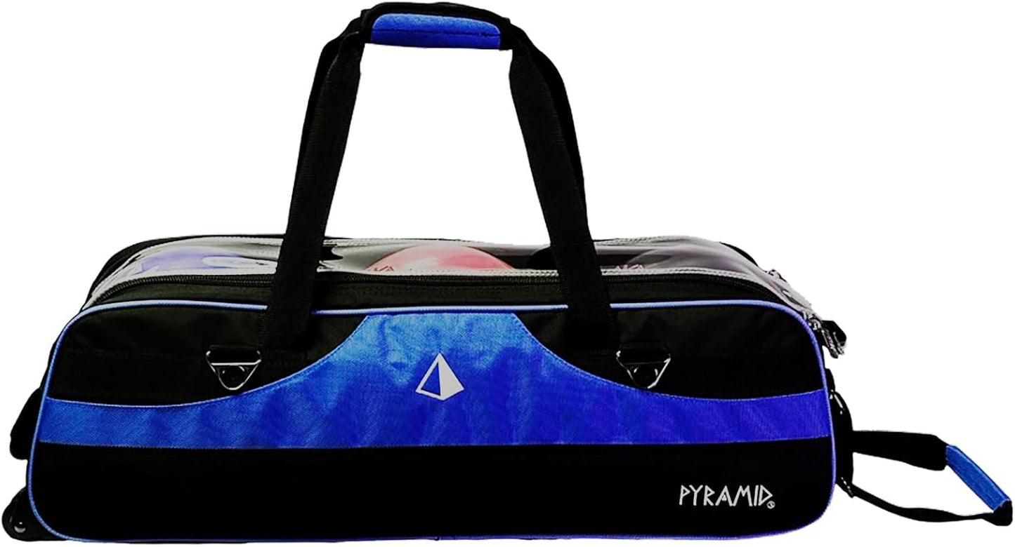 Pyramid Path Slim Triple Tote Roller Bowling Bag (No Shoe Pocket) With Large Side Accessory Pockets - Lightweight and Designed for Travel